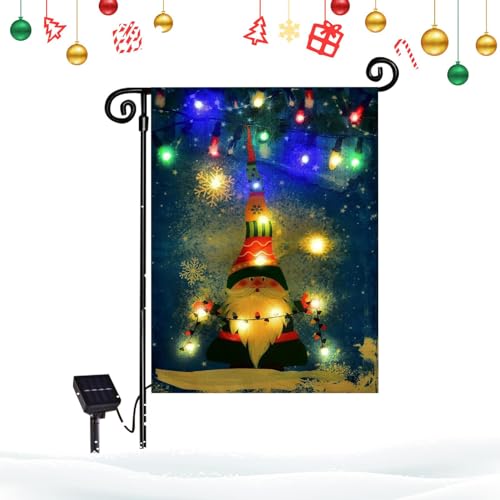 Lambo Gartenflagge mit LED, beleuchtet, Hausflagge – Gartenflagge in Form eines Schneemanns mit LED, vertikal, bedruckt, für Rasen und Hof von Lambo