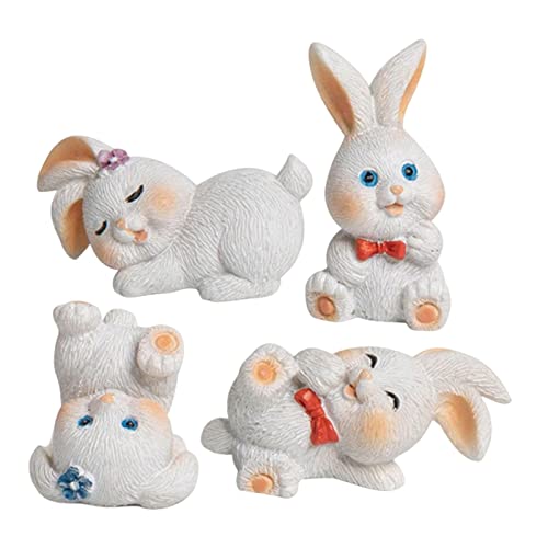 Lambo -Kaninchen-Figuren, Miniatur-Hasen,4 Stück/Set Miniatur-Kaninchen-Osterhasen- - Tiere basteln Statuen Osterhasen- für Zuhause, Küche, Kuchen von Lambo
