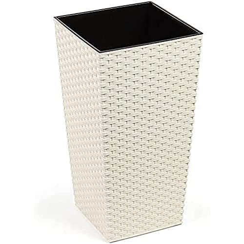 Rattan Blumentopf Übertopf Pflanzkübel Blumenkübel- UV - Beständig 25x25x46 cm creme von Lamela