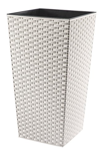 Rattan Blumentopf Übertopf Pflanzkübel Blumenkübel- UV - Beständig 30x30x56 cm weiss von Lamela