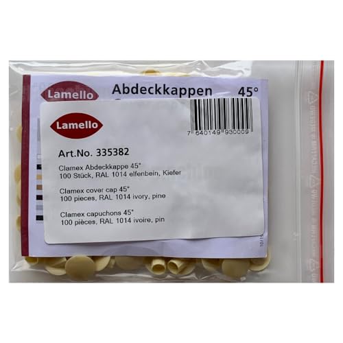 Lamello Clamex Abdeckkappe 45°, RAL 1014 elfenbein, Kiefer 100 Stk von Lamello