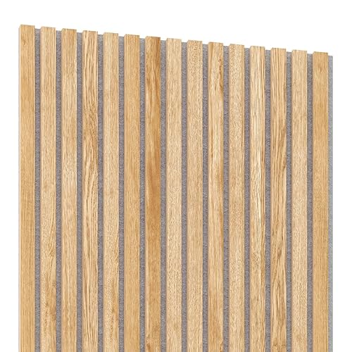 Lameo Akustikpaneele - Akkustikwandpanel - Lamellenwand - Schalldämmung Wand - 3D Wandpaneele - Schallschutz Decken und Wandpaneele - Akustikplatten - Panellenwand - 240x60cm - Eiche (Grauer Filz) von Lameo