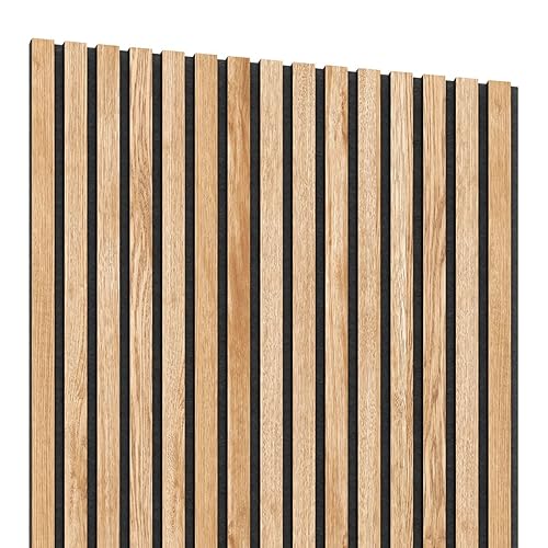 Lameo Akustikpaneele - Akkustikwandpanel - Lamellenwand - Schalldämmung Wand - 3D Wandpaneele - Schallschutz Decken und Wandpaneele - Akustikplatten - Panellenwand - 240x60cm - Eiche (Schwarz Filz) von Lameo