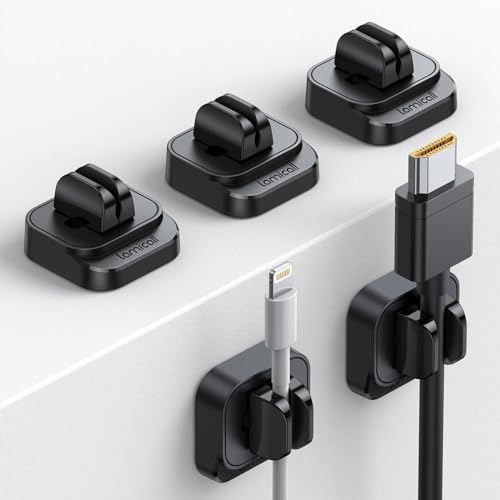 Lamicall 5 Stück Kabelclips Kabelhalter, Kabel Organizer - Verstellbare Kabel Management Halter für Schreibtisch, Netzkabel, Mikro Kabel, USB C Ladekabel, HDMI Kabel, Audiokabel, Ladekabeln usw. von Lamicall