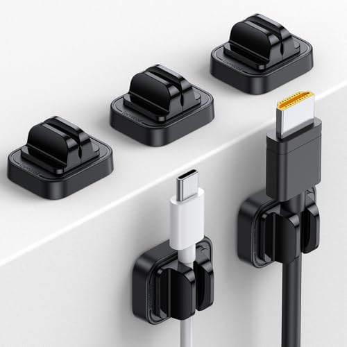 Lamicall 5 Stück Kabelclips Kabelhalter, Kabel Organizer - Verstellbare Kabel Management Halter für Schreibtisch, Netzkabel, Mikro Kabel, USB C Ladekabel, HDMI Kabel, Audiokabel, Ladekabeln usw. von Lamicall