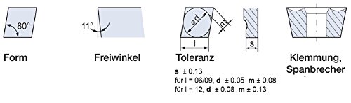 Lamina T0003146 Wendeschneidplatte WSP CPMT 09T308 NN LT 1000-Qualität: Premium, 10 Stück von Lamina