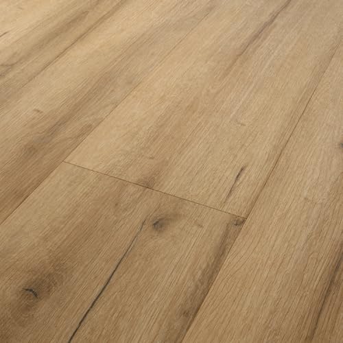 Klick-Vinyl 5 mm Vancouver Nature 2,235 m² + integrierte Dämmung & Fußleiste, Nutzschicht 0,4 mm, NK 32, 1-Stab Eichen-Optik, wasserfest & pflegeleicht, Rigid-Board, robust & Fußbodenheizung geeignet von Laminatdepot