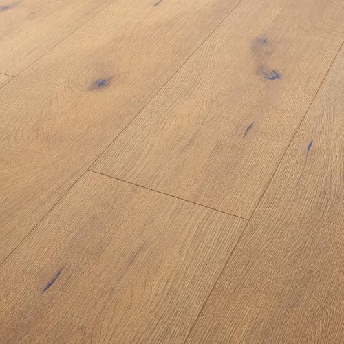 Laminat 7 mm Maja Eiche 2,494 m² + kostenlose Dämmung & Fußleiste, 1‑Stab Eichen-Optik Diele, 1292×193, NK 31/AC3, Fußbodenheizung geeignet, Blauer‑Engel, Made in Germany, 10 J. Garantie von Laminatdepot