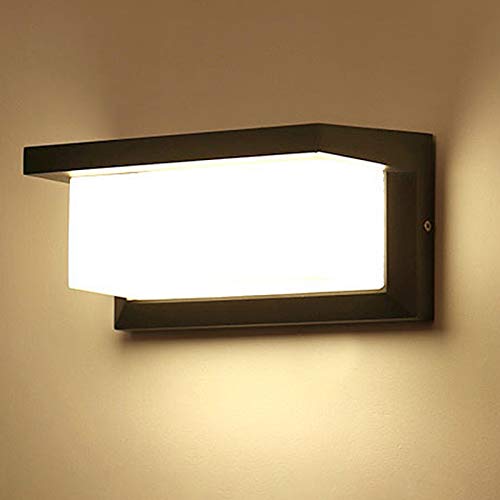 Lamker 18W LED Wandleuchte mit Bewegungsmelder Modern 3000K Warmweiß Außenlampe IP65 Wasserdichte Aussenleuchte Schwarz Außenbeleuchtung für Garten Veranda Terrasse Garage Badezimmer Wandlicht Deko von Lamker