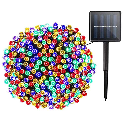 Lamker LED Lichterketten Solar Außen Bunt 30M 300er LEDs Lichterkette Wasserdicht Grünes Kabel 8 Modi Dimmbar Solarlichterkette für Garten Terrasse Balkon Tor Hof Hochzeit Beleuchtung Deko von Lamker