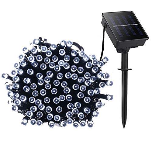 Lamker Solar LED Lichterketten Außen Kaltweiss 20M 200er LEDs Lichterkette Wasserdicht Grünes Kabel 8 Modi Dimmbar Solarlichterkette Beleuchtung Deko für Garten Terrasse Balkon Tor Hof Hochzeit von Lamker