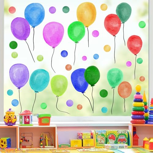 Ballon-Fensteraufkleber, doppelseitig, nicht klebend, statische Fensterhaftung für Glasfenster, wiederverwendbare Vinyl-Fensterdekorationen, bunte Kreise, Punkte, Aufkleber, Klassenzimmer, Spielzimmer Ballon-Fensteraufkleber, doppelseitig, nicht klebend, statische Fensterhaftung für Glasfenster, wiederverwendbare Vinyl-Fensterdekorationen, bunte Kreise, Punkte, Aufkleber, Klassenzimmer, Spielzimmer von Lamkidle