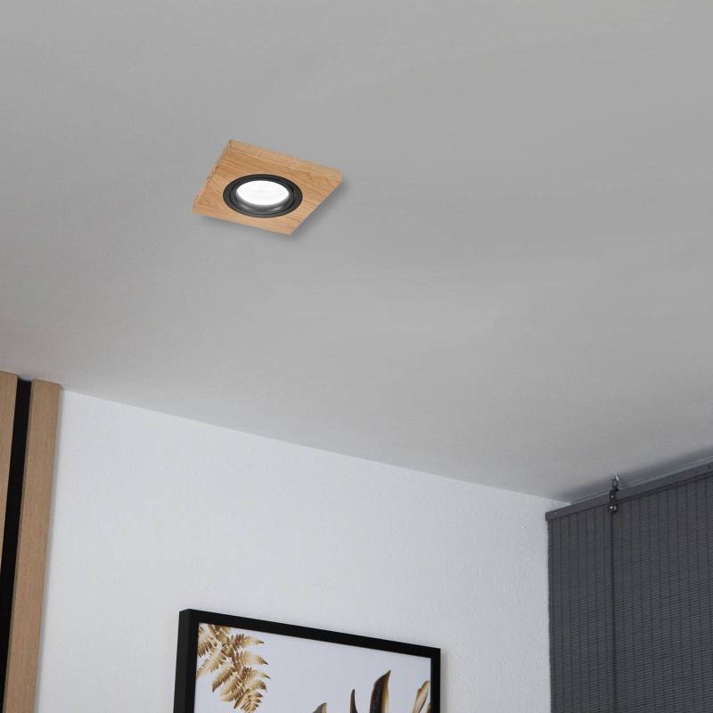 Deckeneinbauleuchte Tobby, 10 x 10 cm, Eichenholz, GU10 von Lamkur Lighting