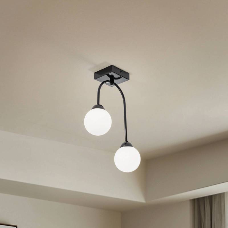 Deckenleuchte Bandi, schwarz/opal, 2-flammig, G9 von Lamkur Lighting