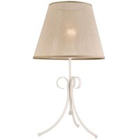 Beige Tischlampe Stoff rund Landhaus ABUELA von Lamkur
