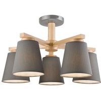 Deckenleuchte Grau Textil Holz 5-fmg Skandinavisch von Lamkur