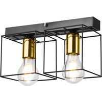 Deckenleuchte Metall 2-flammig E27 32 cm lang Schwarz Gold Deckenleuchte Metall 2-flammig E27 32 cm lang Schwarz Gold von Lamkur