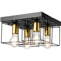 Deckenleuchte Metall Schwarz Gold B: 30 cm 4x E27 Modern von Lamkur
