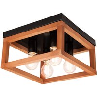 Deckenleuchte eckig Rustikal Schwarz B: 30 cm Holz Metall von Lamkur