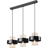 Hängelampe Schwarz Gold 3-flammig E27 B: 60 cm Metall von Lamkur