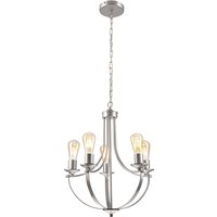 Kronleuchter Metall in Silber 5-flammig E27 Ø 45 cm Rustikal von Lamkur