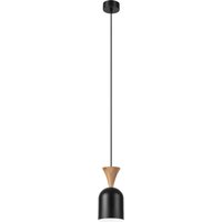 Lamkur Hängeleuchte schwarz Eiche Stahl Holz B/H/L: ca. 11x102x11 cm E27 1 Brennstellen von Lamkur