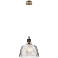 Lamkur Pendelleuchte ASTA 41902 oxidgrün Glas Stahl H/L: ca. 81x28 cm E27 1 Brennstellen von Lamkur