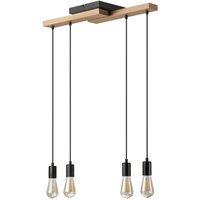 Lamkur Pendelleuchte schwarz Holz B/H/L: ca. 20x86x64 cm E27 4 Brennstellen von Lamkur