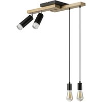 Lamkur Pendelleuchte schwarz Holz B/H/L: ca. 20x86x64 cm E27 4 Brennstellen von Lamkur