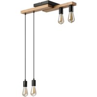 Lamkur Pendelleuchte weiß Holz B/H/L: ca. 20x86x64 cm E27 4 Brennstellen von Lamkur