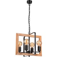 Pendelleuchte Rustikal Holz Metall Schwarz 4-flammig E27 Pendelleuchte Rustikal Holz Metall Schwarz 4-flammig E27 von Lamkur