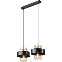Pendelleuchte Schwarz Gold B: 40 cm Metall 2-flammig E27 von Lamkur