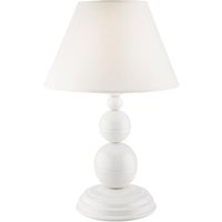 Tischlampe MADISYN Weiß Stoff H:38cm rund Landhaus von Lamkur