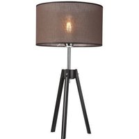 Tischlampe in Braun Schwarz Stoff rund H:62cm von Lamkur