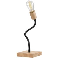 Tischleuchte Schwarz Holz rund 15cm flexibel Lampe von Lamkur