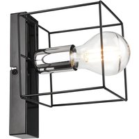 Wandlampe Schwarz Chrom Würfel Metall Draht für E27 B: 13 cm von Lamkur