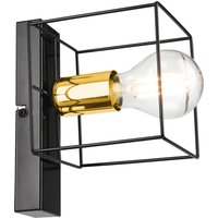 Wandleuchte Metall klein Schwarz Gold Würfel Draht für E27 von Lamkur