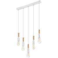 Weiß Pendelleuchte Holz 5xE27 lang Modern Esstisch von Lamkur