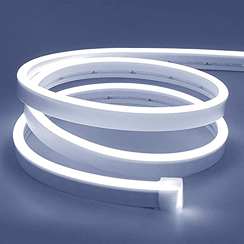 Lamomo LED Strip 2M, Weiße 12V Dimmbar Neon LED Streifen, Wasserdicht 6000K LED Lichtband, Led Leiste Silikon DIY Flexibel Lichtleiste mit Netzteil und Controller für Innen Küche Deko von Lamomo