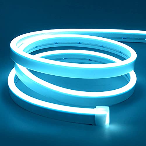 Lamomo LED Strip Eisblau, 12V 5M LED Lichtband, Wasserdicht Neon LED Streifen, DIY Flexibel Ledband für Innen Aussenbereich Heim Küche Deko（Netzadapter nicht enthalten） von Lamomo