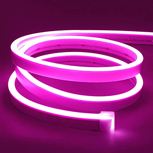 Lamomo LED Strip Rosa, 12V 5M LED Lichtband, Wasserdicht Neon LED Streifen, DIY Flexibel Ledband für Innen Aussenbereich Heim Küche Deko（Netzadapter nicht enthalten von Lamomo