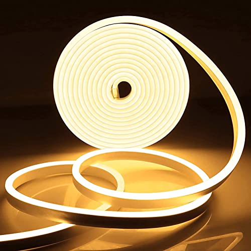 Lamomo LED Strip Warmweiss, 12V 5M LED Lichtband,Wasserdicht 3000K Neon LED Streifen, DIY Flexibel Ledband für Innen Aussenbereich Heim Küche Deko（Netzadapter nicht enthalten） von Lamomo