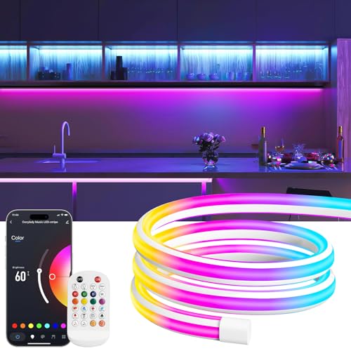 Lamomo LED Unterbauleuchte 2M RGB, Led Lichtleiste Küche, 24V Silikon LED Strip Streifen Flexibel, LED Leiste unter Schrankbeleuchtung für Innen Regale,Vitrinen,küchenlicht von Lamomo
