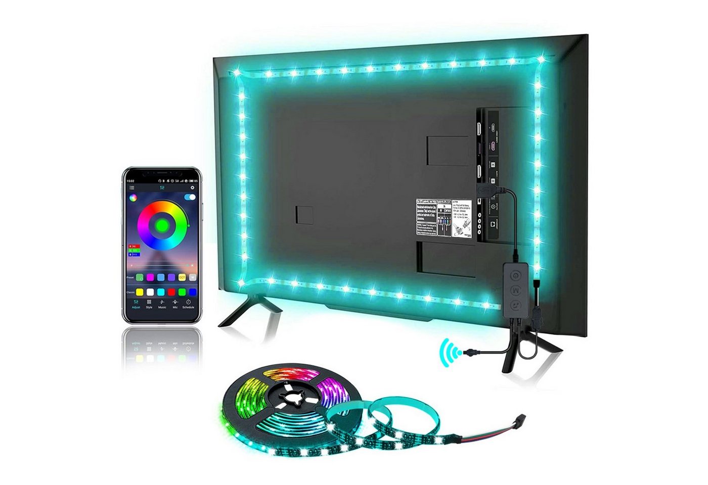 LANOR LED Stripe LED TV-Hintergrundbeleuchtung,Music Sync,RGB Bluetooth App,3 Tasten von LANOR
