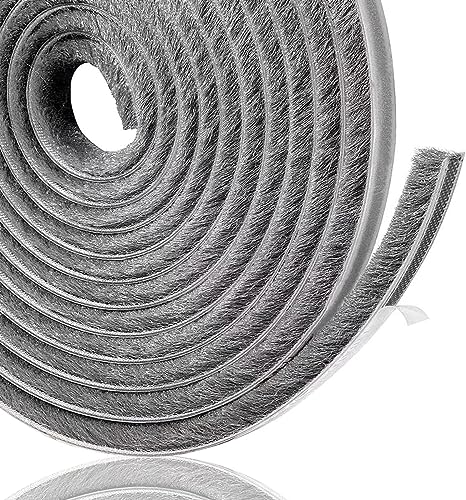 Lamondre 10m Bürstendichtung Selbstklebend Dichtungsband Tür Fenster Abdichten Dichtungsstreifen 10m(L) x9mm(B) x9mm(H), Türdichtung Dichtungsbürste für Tür, Fenster, Kleiderschränk (Grau) von Lamondre