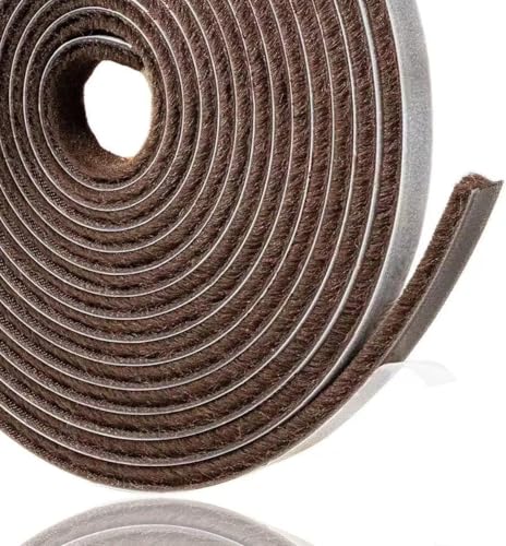 Lamondre 5m Bürstendichtung Selbstklebend Dichtungsband Tür Fenster Abdichten Dichtungsstreifen 5m(L) x9mm(B) x9mm(H), Türdichtung Dichtungsbürste für Tür, Fenster, Kleiderschränk (Braun) von Lamondre