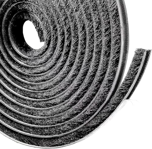 Lamondre 5m Bürstendichtung Selbstklebend Dichtungsband Tür Fenster Abdichten Dichtungsstreifen 5m(L) x9mm(B) x9mm(H), Türdichtung Dichtungsbürste für Tür, Fenster, Kleiderschränk (Schwarz) von Lamondre