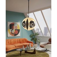 Goffredo Regianni Italy Space Age Pendant Lamp, 1970S, White Painted Metal & Chrome Shields, Mid Century, Industrial, Sputnik, Bravettato von LampaPaloozaa