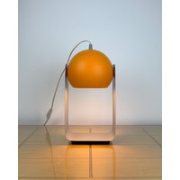 Table Lamp, Massive, Metal, Eyeball, Space Age, Sputnik Design, Ufo, Orange Retro Style Eyeball Industrial Design von LampaPaloozaa