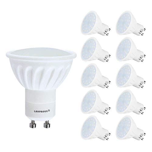 LAMPAOUS GU10 led 5w Lampe Kaltweiss 45 Watt bis 50 Watt Halogenlampen Ersatz Leuchtmittel led gu10 Spot Keramik 230V AC von LAMPAOUS
